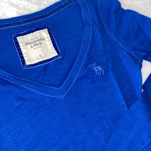 Royal blue long sleeve v-neck top